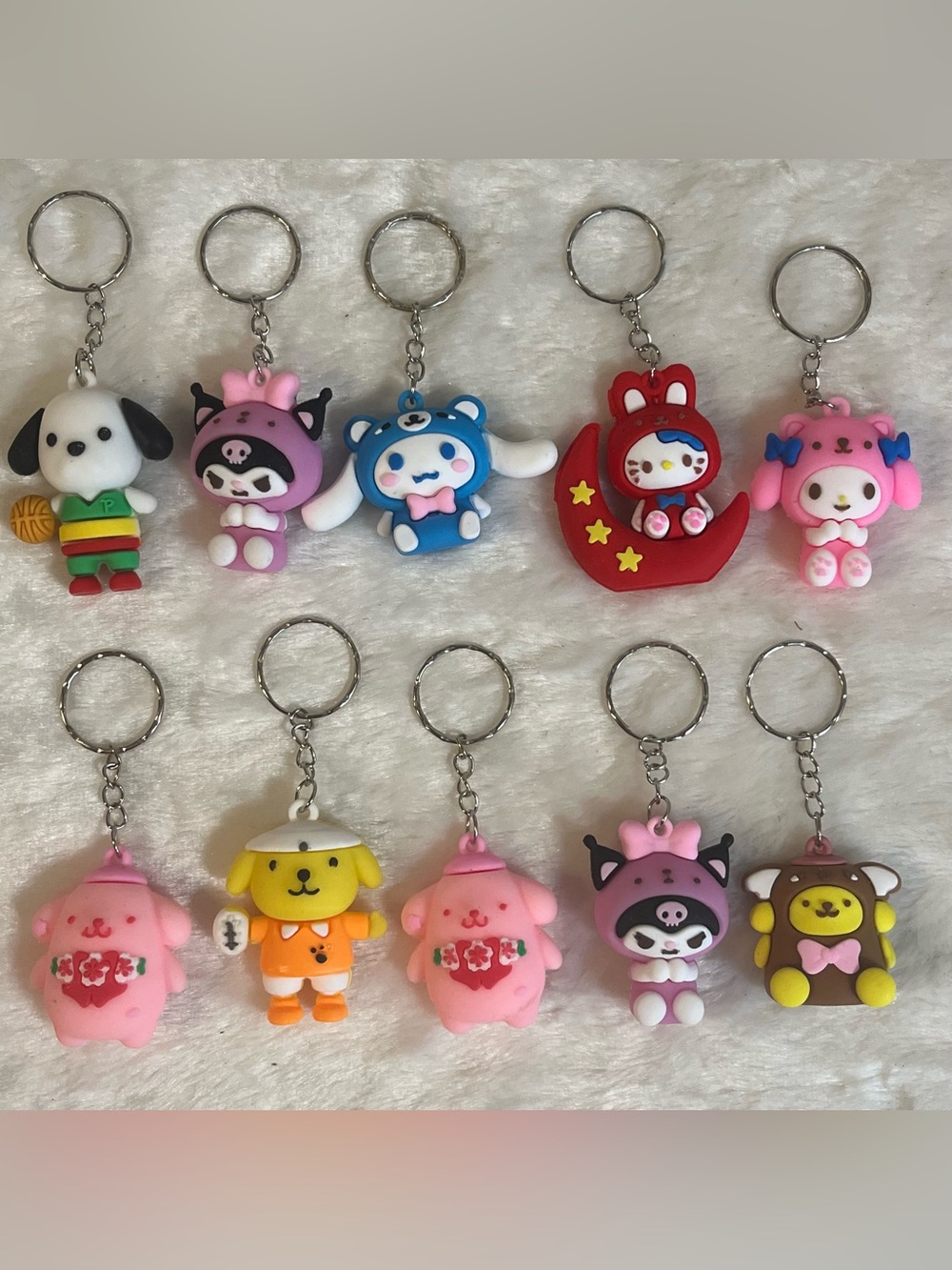Kawaii Sanrio Style Character Keychain Lot Of 10 Kuromi My Melody
